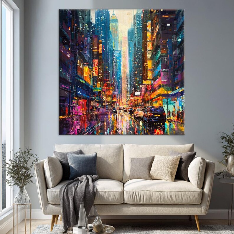5th Avenue New York neon city canvas print
