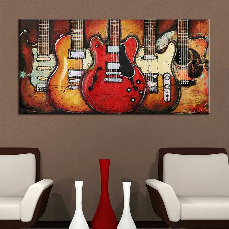Rock blues and jazz guitars canvas print