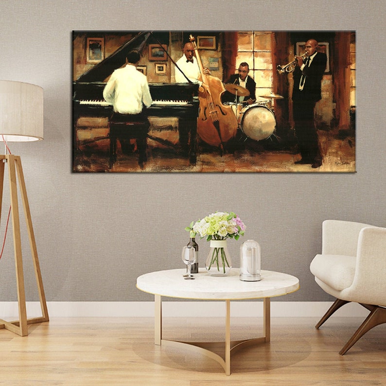 Warm-toned jazz orchestra canvas print